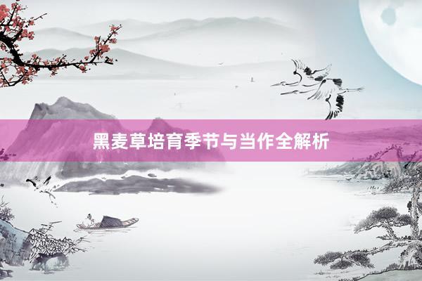 黑麦草培育季节与当作全解析